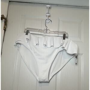 Time And True White Ruffle Cheeky Fit Size 2x Swim Bottoms NWT